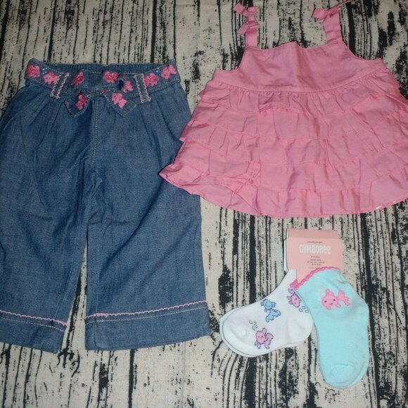 Gymboree Bubbly Baby 6-12 Month Socks Shirt Pants NWT - Picture 2 of 4